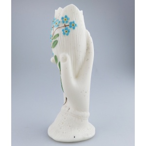 An antique Victorian parian hand-coloured porcelain novelty Hand Vase 2 C.19thC