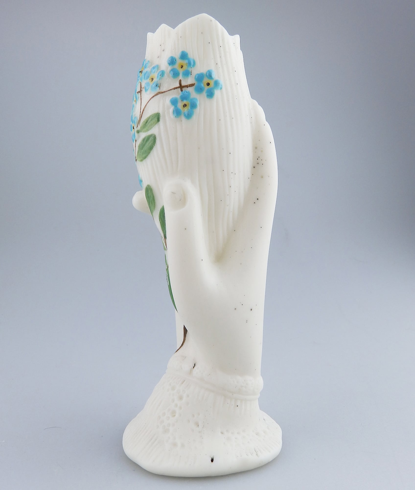 An antique Victorian parian hand-coloured porcelain novelty Hand Vase 2 C.19thC