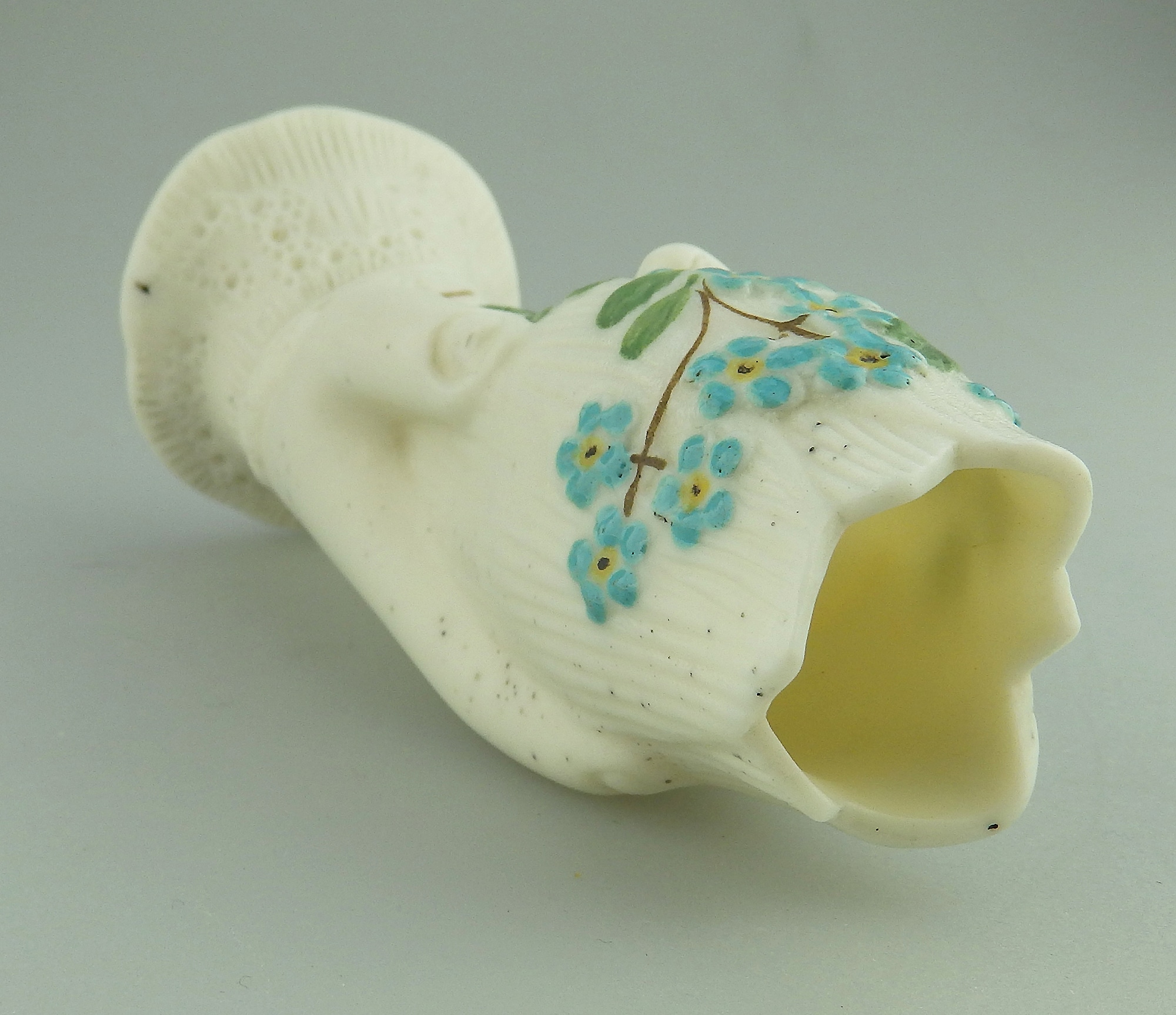 An antique Victorian parian hand-coloured porcelain novelty Hand Vase 2 C.19thC