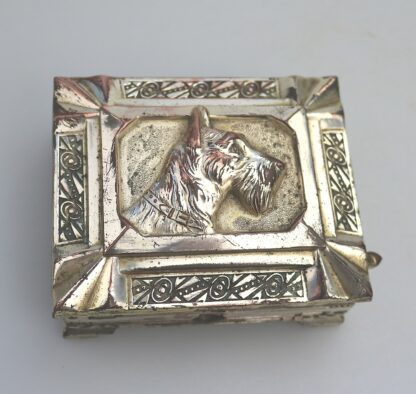 A rare Art Deco novelty silver plate Automaton Cigarette Box with a Scottie 1920 - Image 2