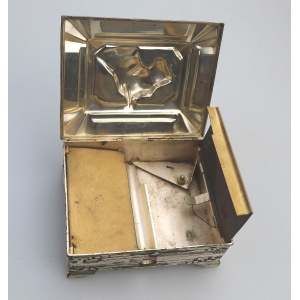A rare Art Deco novelty silver plate Automaton Cigarette Box with a Scottie 1920