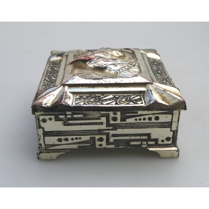 A rare Art Deco novelty silver plate Automaton Cigarette Box with a Scottie 1920
