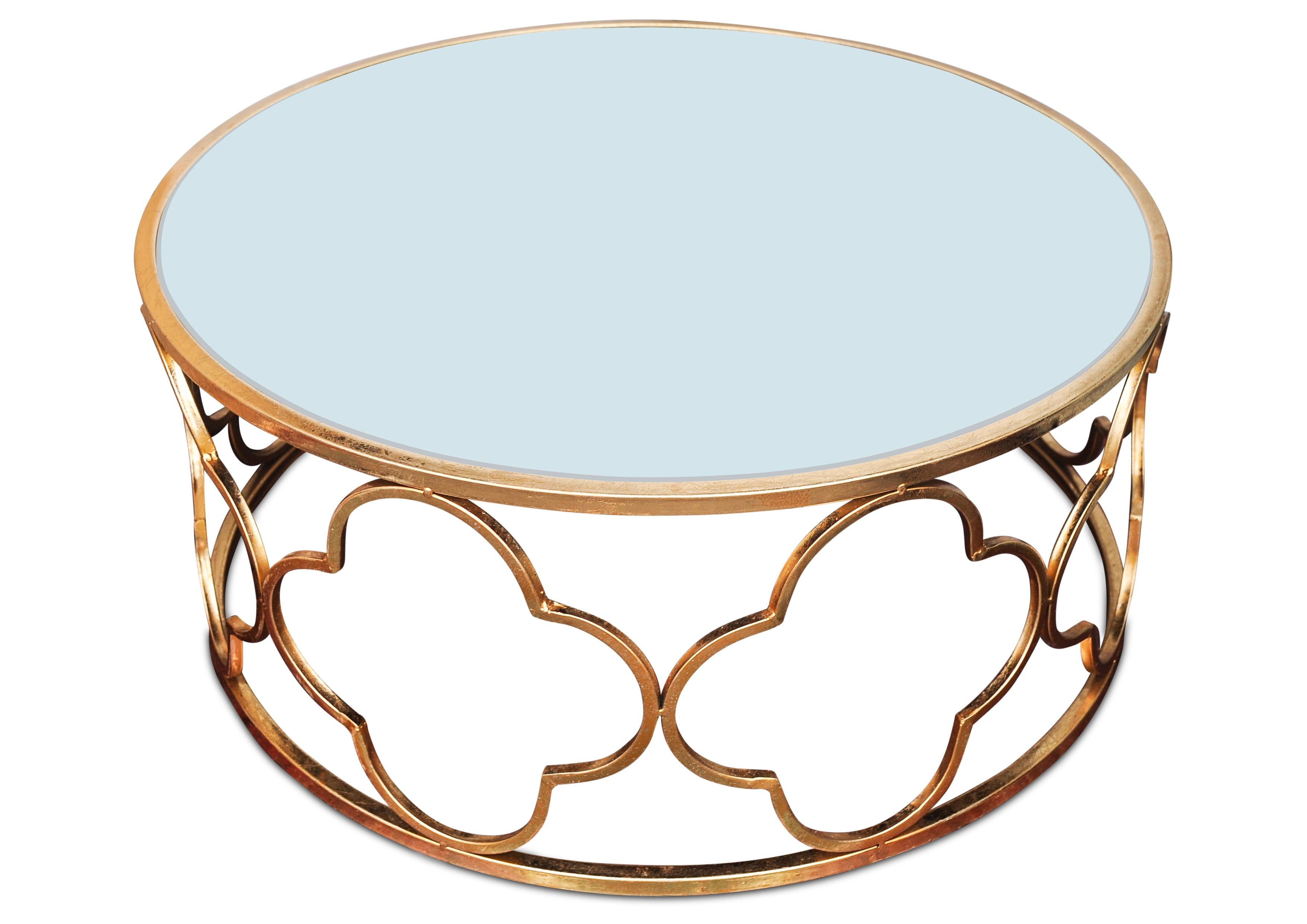A Stylish Hollywood Regency Alhambra Design Mirror Circular Cocktail Table