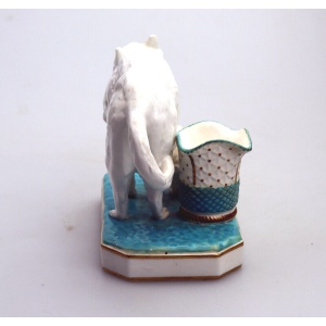 An unusual antique novelty Cat & Kitten porcelain Striker / Match Holder C.19thC