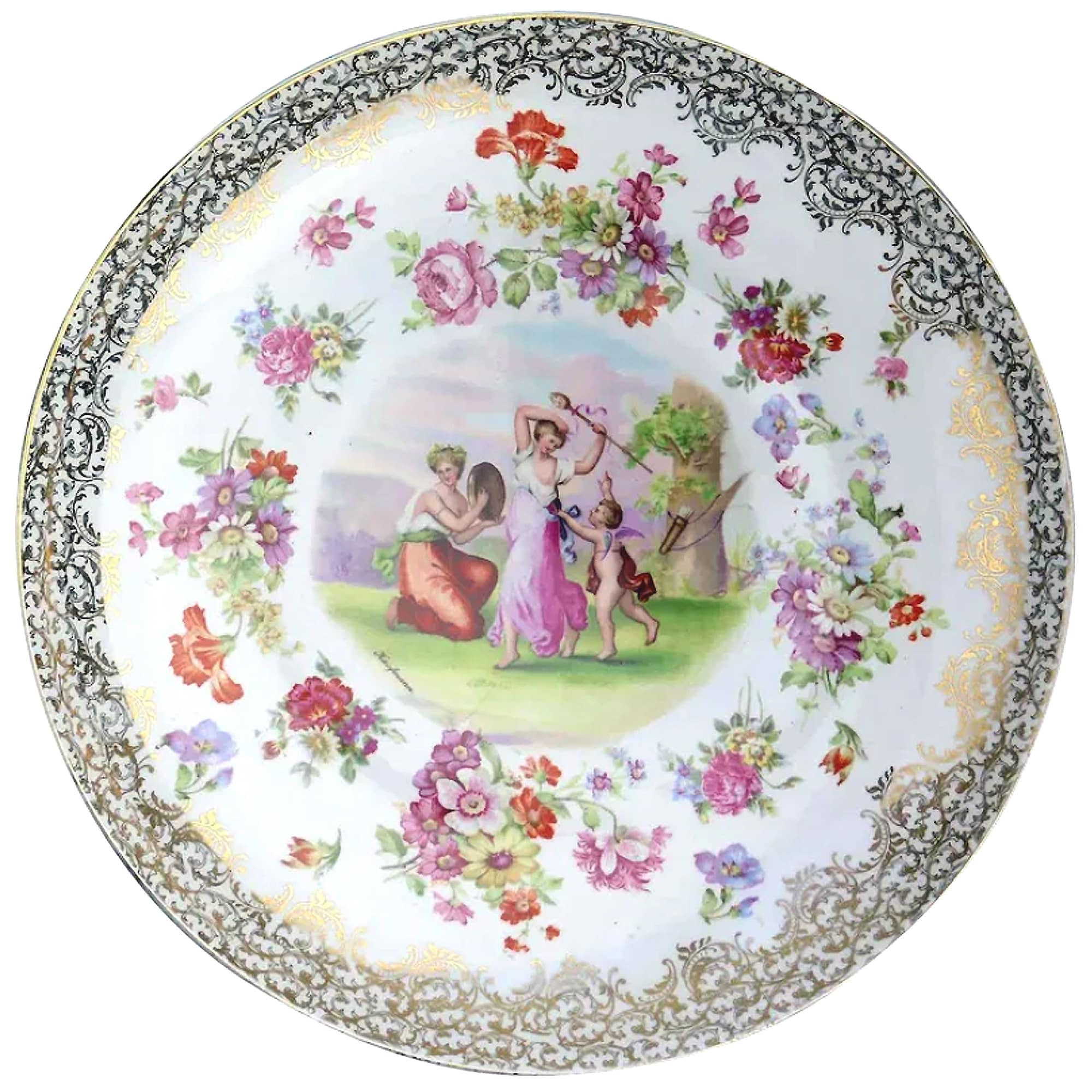 A gigantic Plaue porcelain Angelica Kauffmann type Wall Plaque 34.3 cm C.mid 20thC