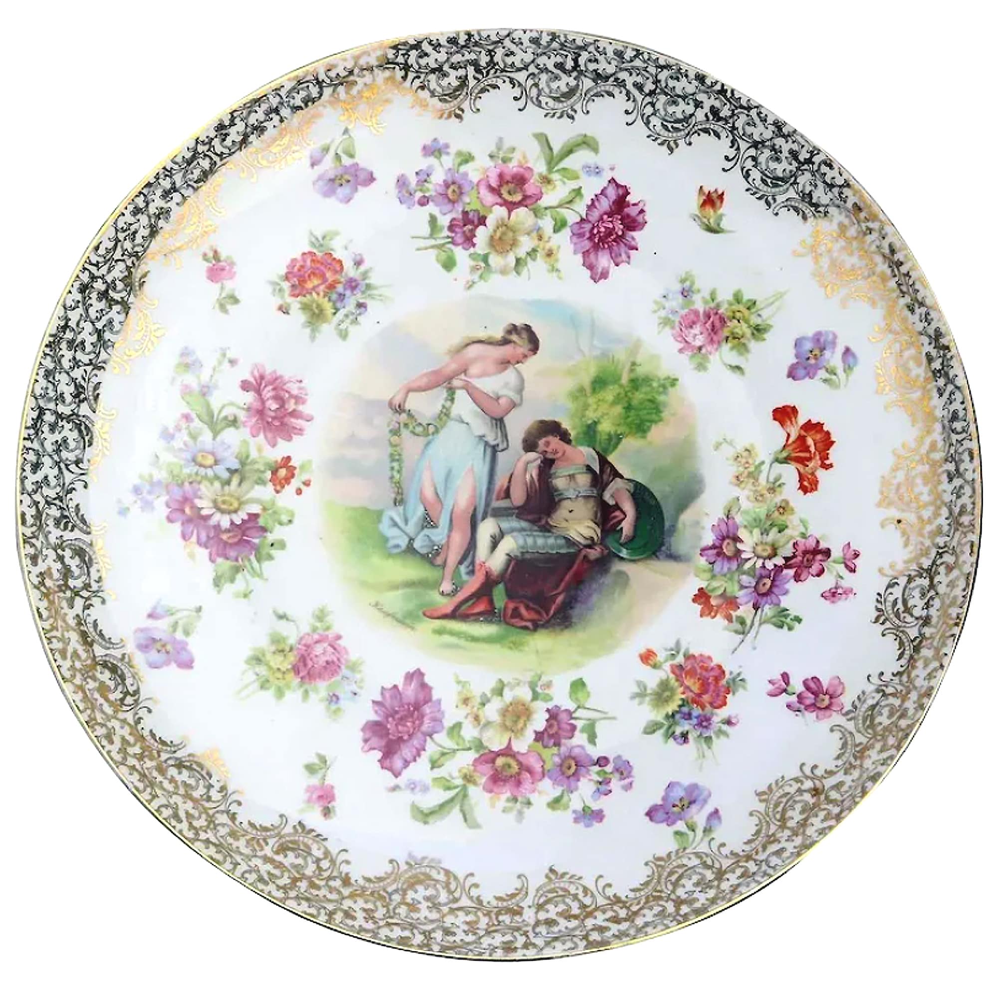 A gigantic Plaue porcelain Angelica Kauffmann type Wall Plaque 34.3 cm No.2 C.mid 20thC