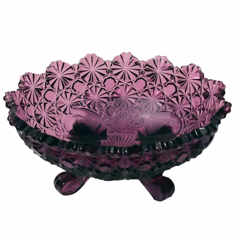 A good & very pretty antique Victorian amethyst pressed glass Bowl C.19thC