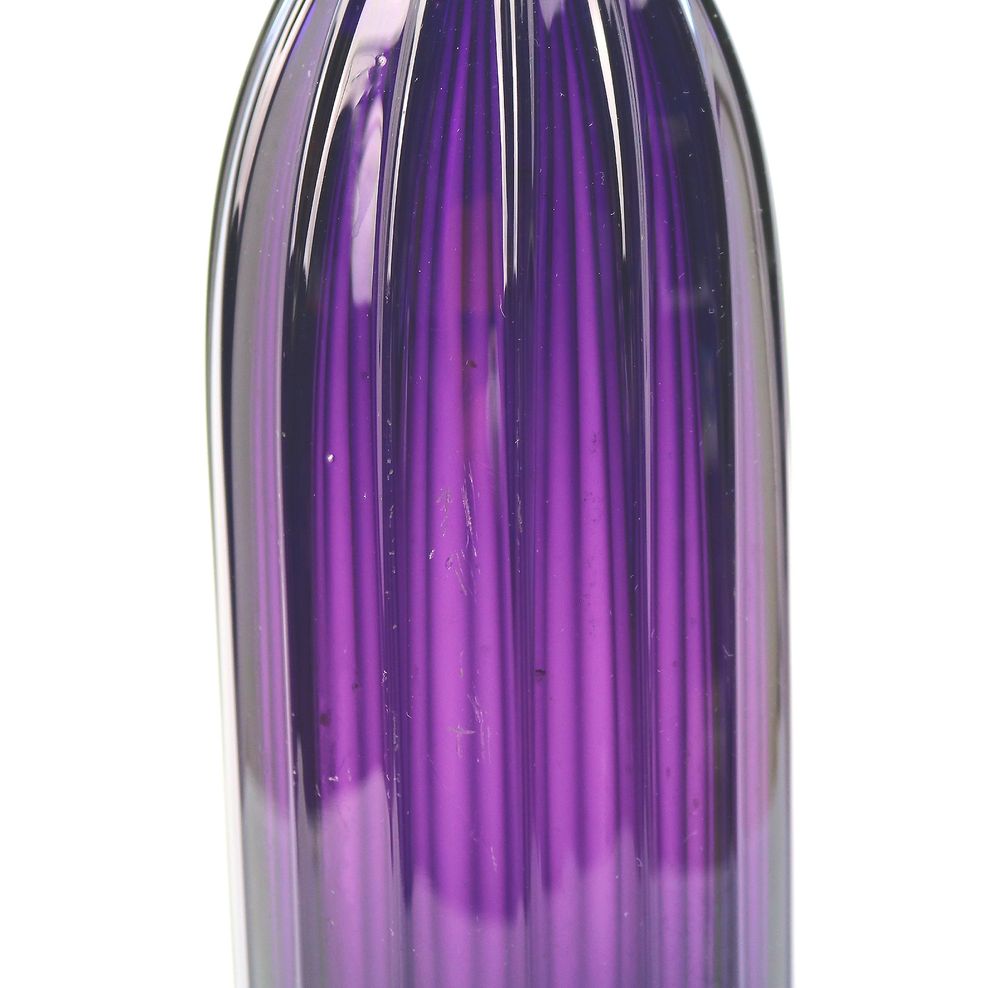 A scarce Georgian antique amethyst glass ribbed Wine Decanter Bottle late18th/early 19thC