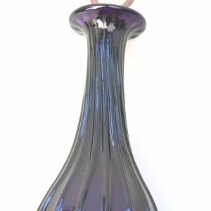 A scarce Georgian antique amethyst glass ribbed Wine Decanter Bottle late18th/early 19thC