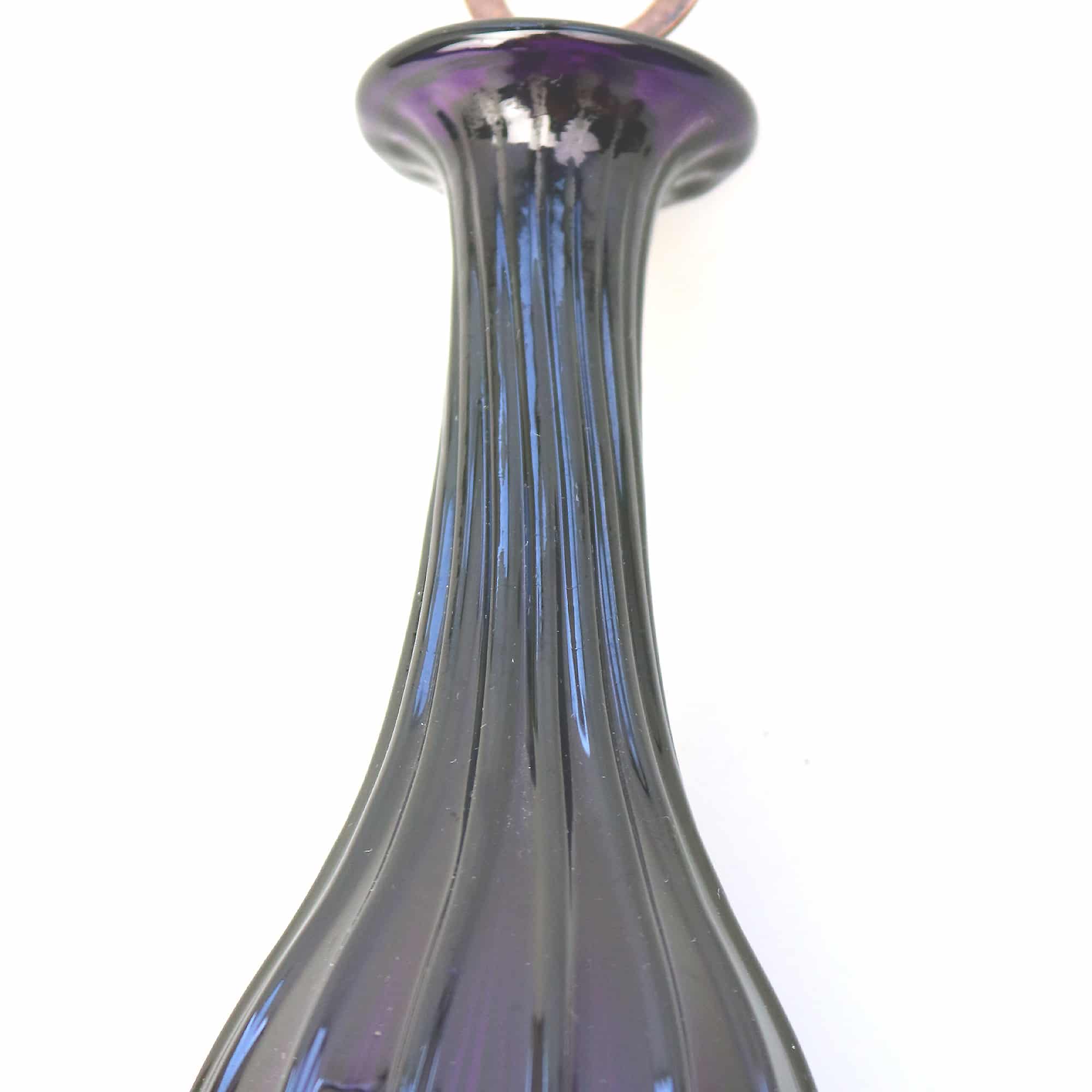 A scarce Georgian antique amethyst glass ribbed Wine Decanter Bottle late18th/early 19thC