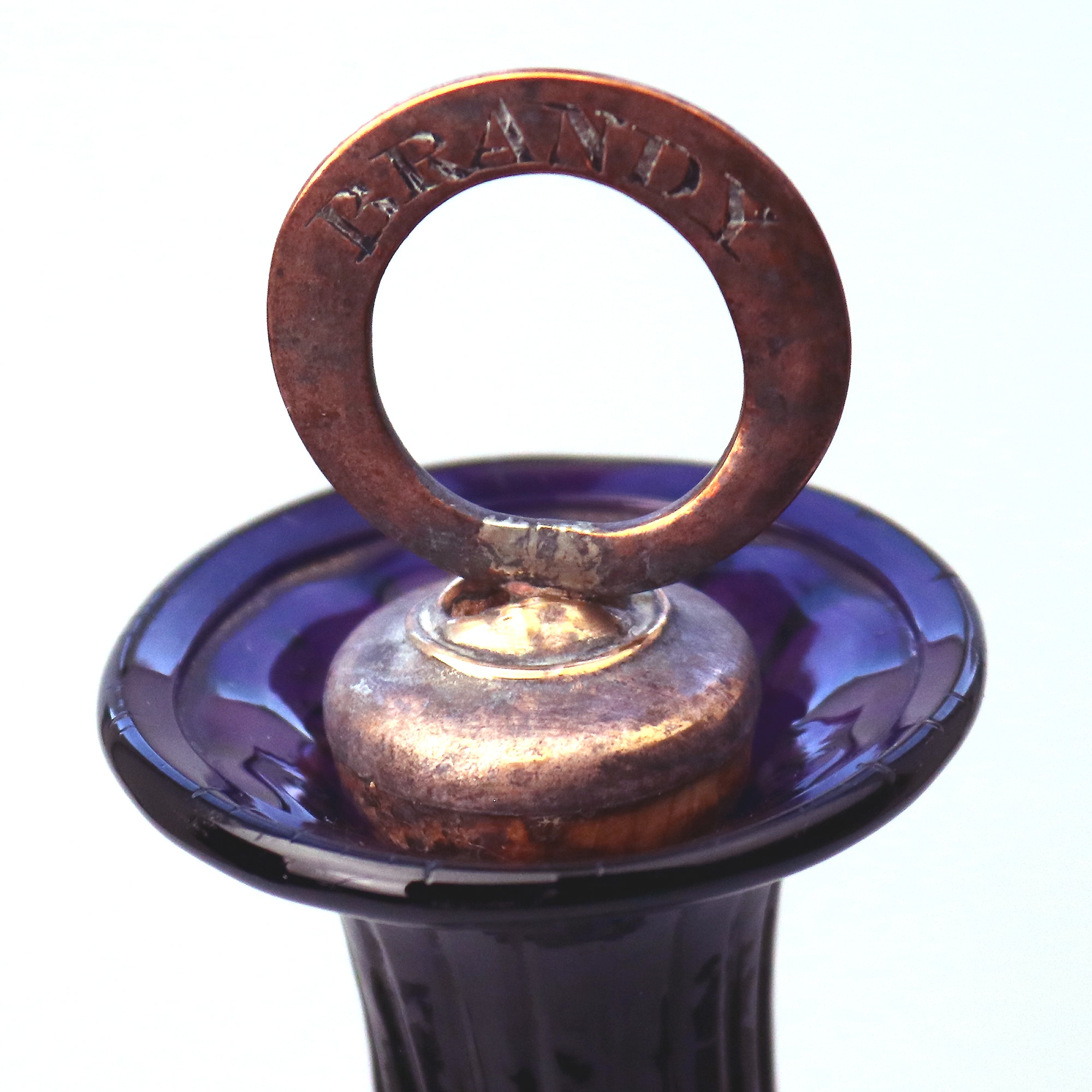 A scarce Georgian antique amethyst glass ribbed Wine Decanter Bottle late18th/early 19thC