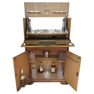 An Art Deco Luxurious Cocktail Cabinet With Two Fitted Chrome Lights by Al-Wyn