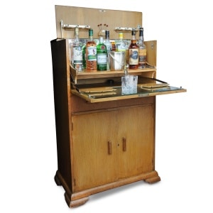An Art Deco Luxurious Cocktail Cabinet With Two Fitted Chrome Lights by Al-Wyn
