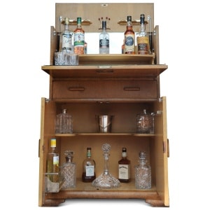 An Art Deco Luxurious Cocktail Cabinet With Two Fitted Chrome Lights by Al-Wyn