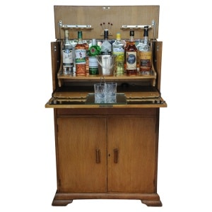 An Art Deco Luxurious Cocktail Cabinet With Two Fitted Chrome Lights by Al-Wyn