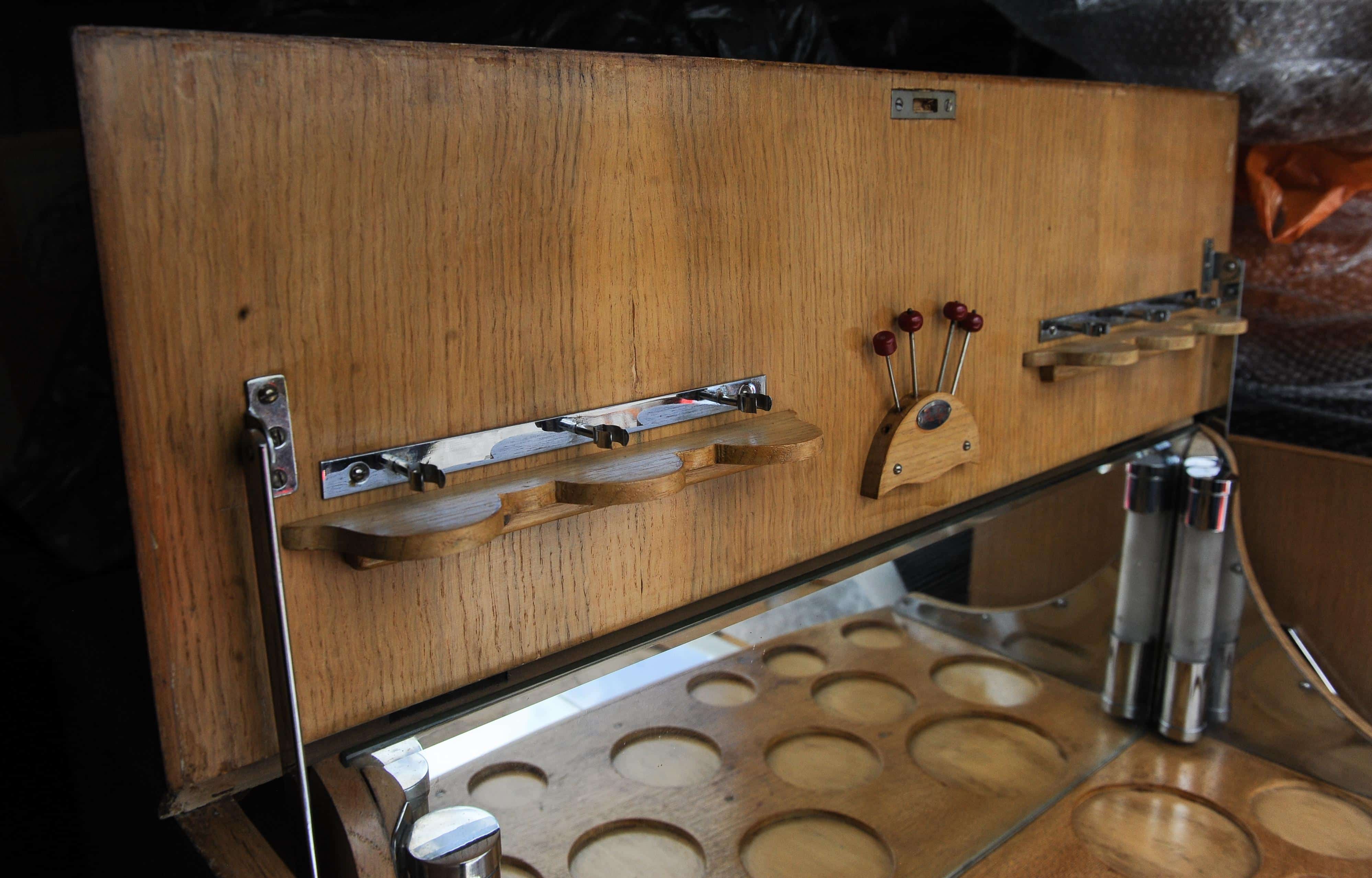 An Art Deco Luxurious Cocktail Cabinet With Two Fitted Chrome Lights by Al-Wyn