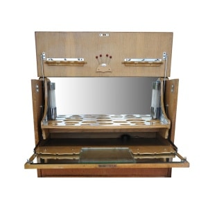 An Art Deco Luxurious Cocktail Cabinet With Two Fitted Chrome Lights by Al-Wyn