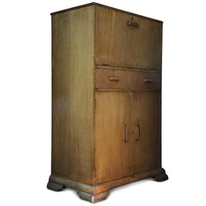 An Art Deco Luxurious Cocktail Cabinet With Two Fitted Chrome Lights by Al-Wyn