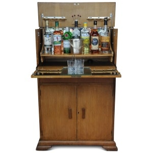 An Art Deco Luxurious Cocktail Cabinet With Two Fitted Chrome Lights by Al-Wyn