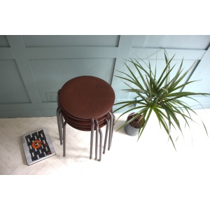 Mid-Century Arne Jacobsen Fritz Hansen Teak Stacking Stools x 2
