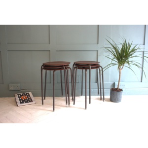 Mid-Century Arne Jacobsen Fritz Hansen Teak Stacking Stools x 2
