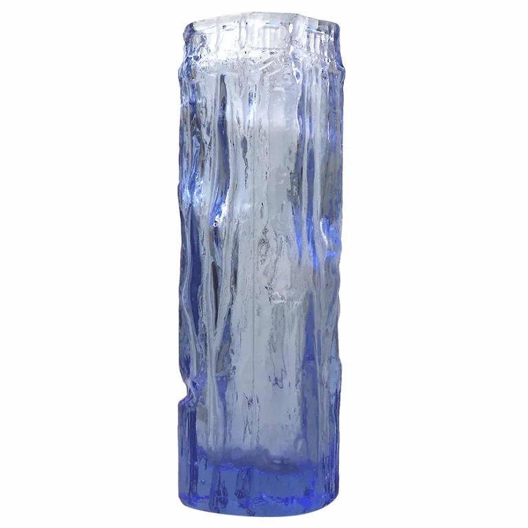 A vintage mid-century retro art glass ice blue textured Vase C.1960-70's