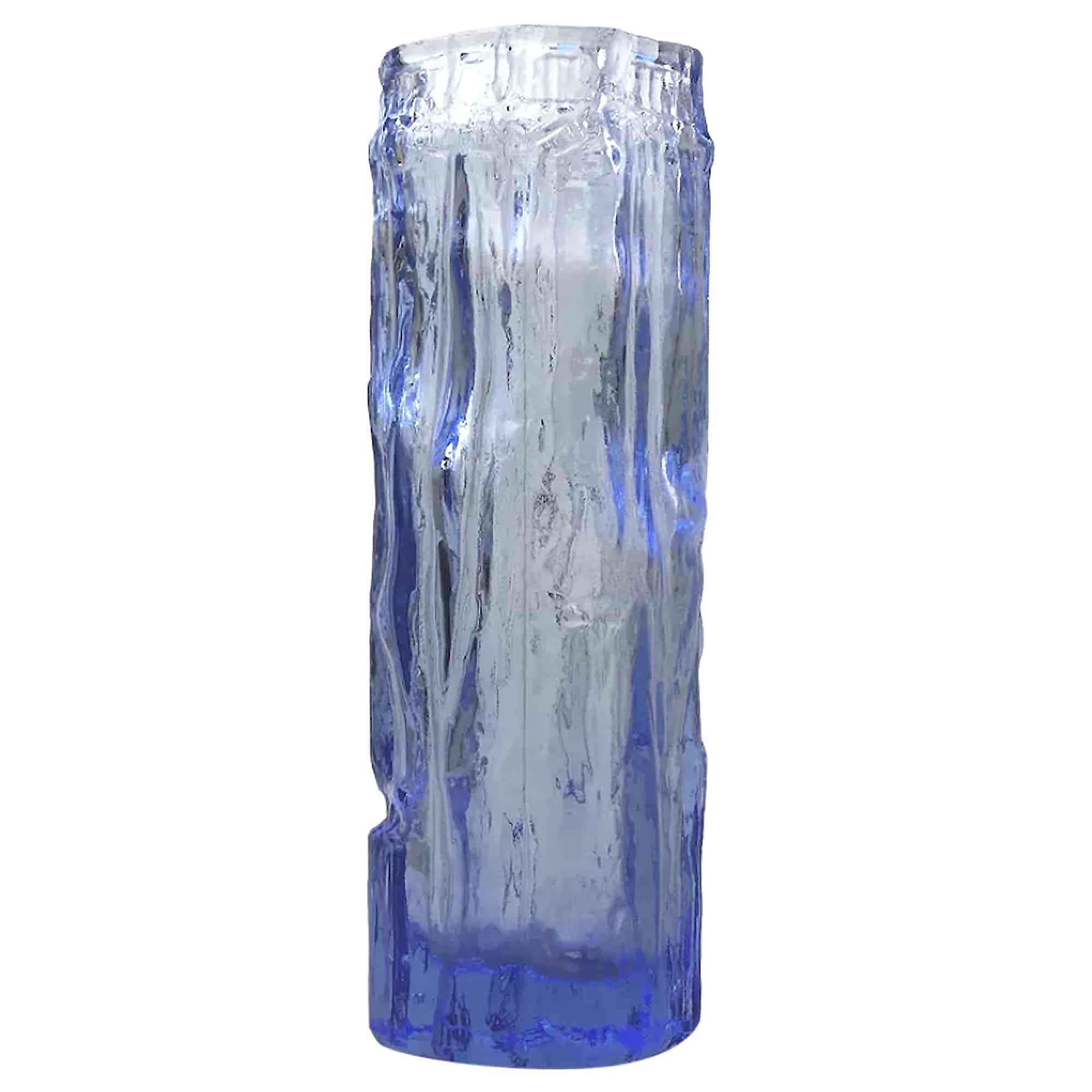 A vintage mid-century retro art glass ice blue textured Vase C.1960-70's