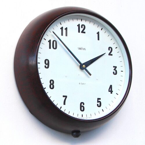 BRITISH 1960s SMITHS Midcentury Vintage Industrial Factory Bakelite Wall Clock