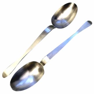 A rare pair Brutalist designer Arts & Crafts handmade solid silver Serving Spoons