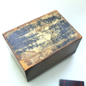 A fine antique inlaid walnut and silver abalone shell etc... Tea Caddy C.19thC
