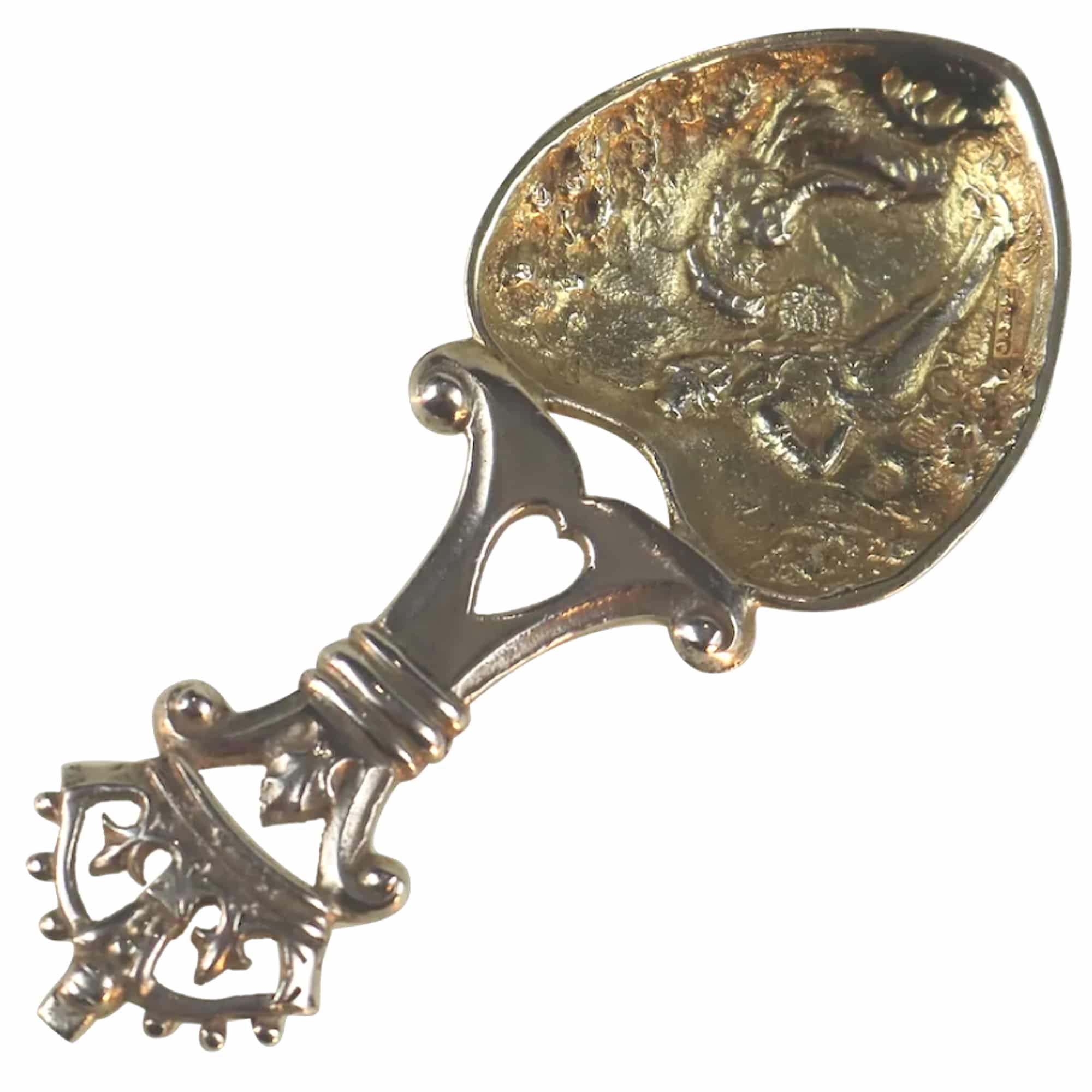 A rare antique Scottish Edinburgh solid silver novelty heart Caddy Spoon C.1900