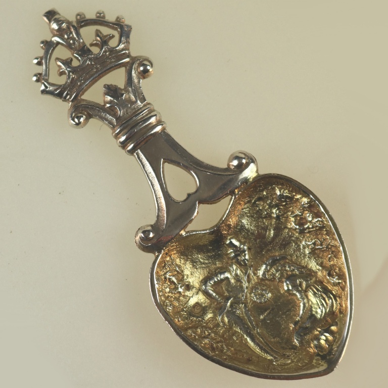 A rare antique Scottish Edinburgh solid silver novelty heart Caddy Spoon C.1900 - Image 6