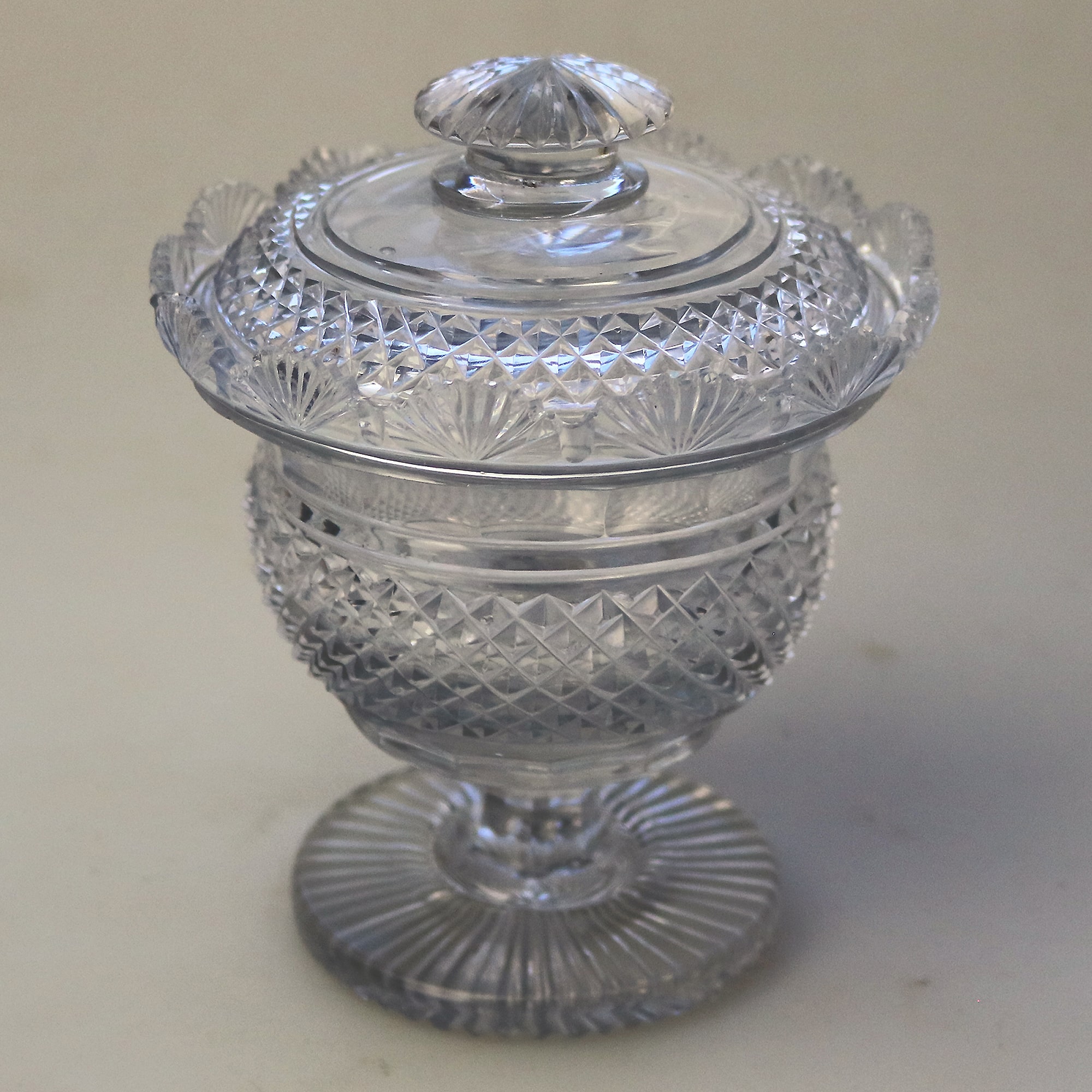 A superb antique late Georgian Irish cut glass Bonbonniere C.early 19thC