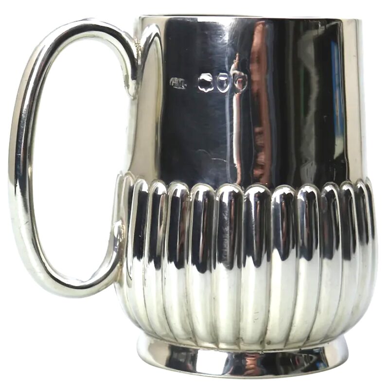 A good antique Victorian English solid silver Mug / Christening Mug 99g C.1891
