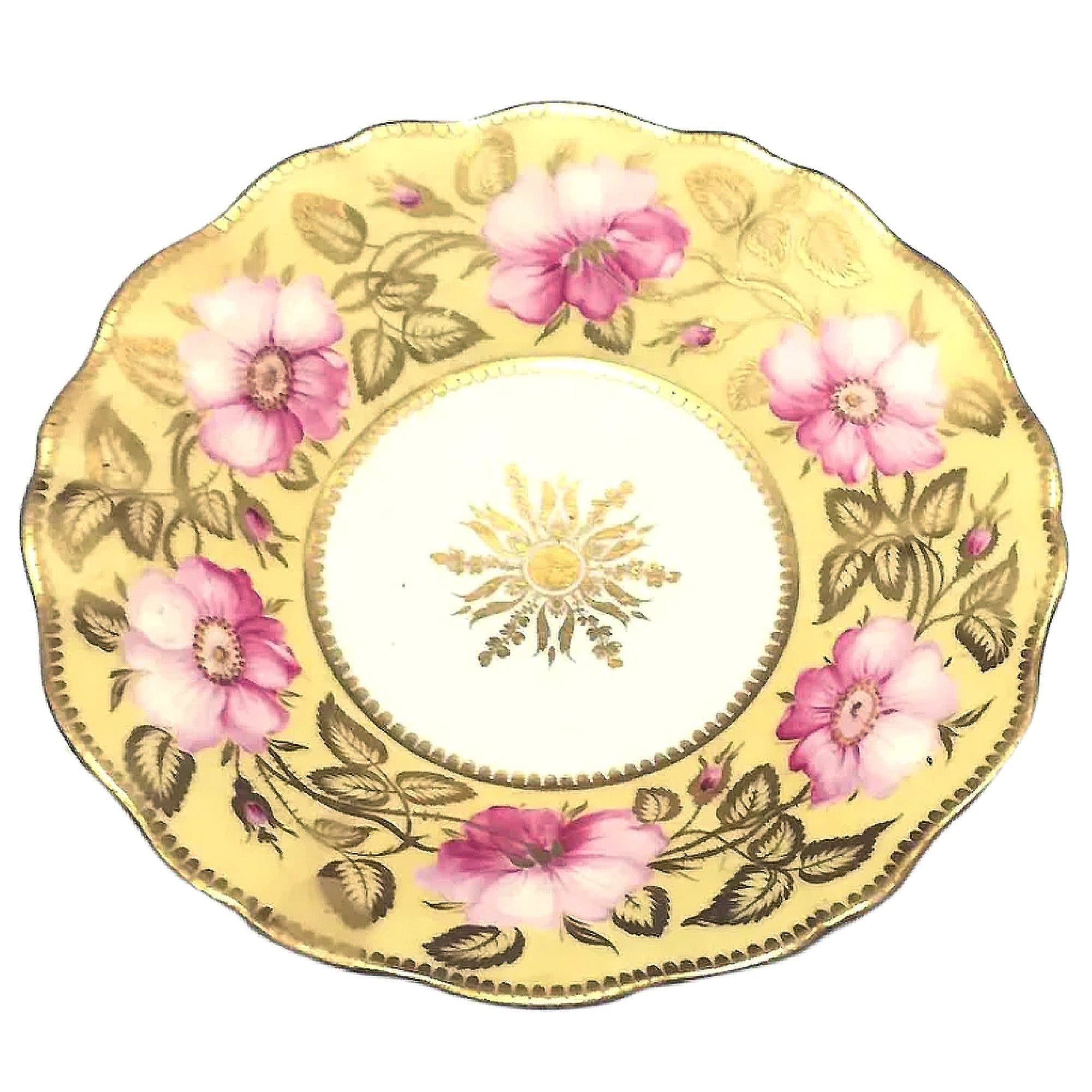 A good antique Georgian hand painted Coalport or Spode porcelain Saucer C.19thC