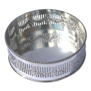 An antique silver plated on copper pierced Decanter Stand Coaster C.1900