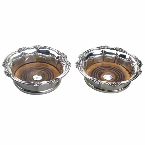 A good pair antique old Sheffield silver plate William IV Decanter Stands C.1820
