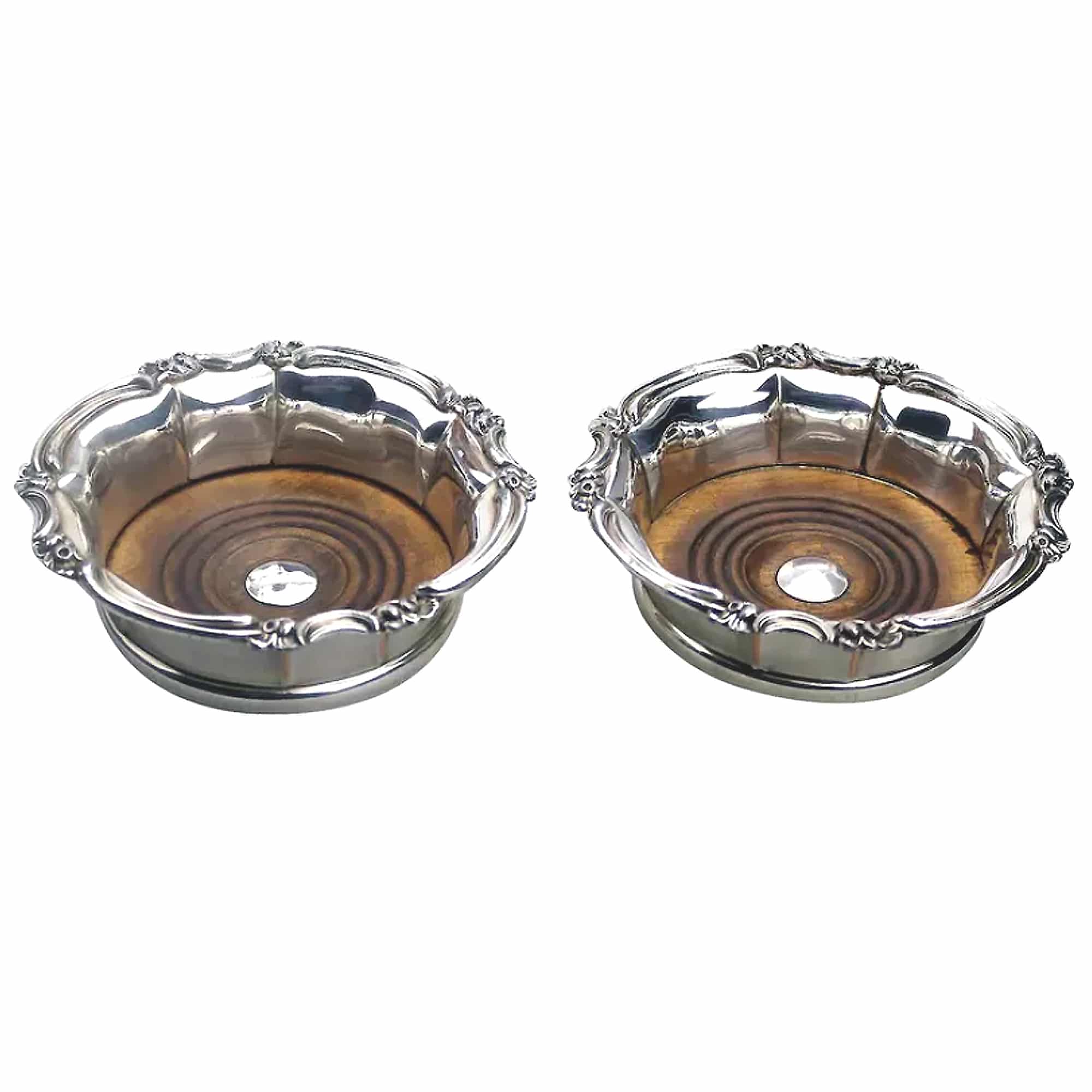 A good pair antique old Sheffield silver plate William IV Decanter Stands C.1820