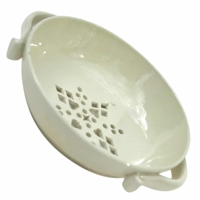 A rare large antique Georgian Creamware pottery Egg Strainer / Strainer C.18thC