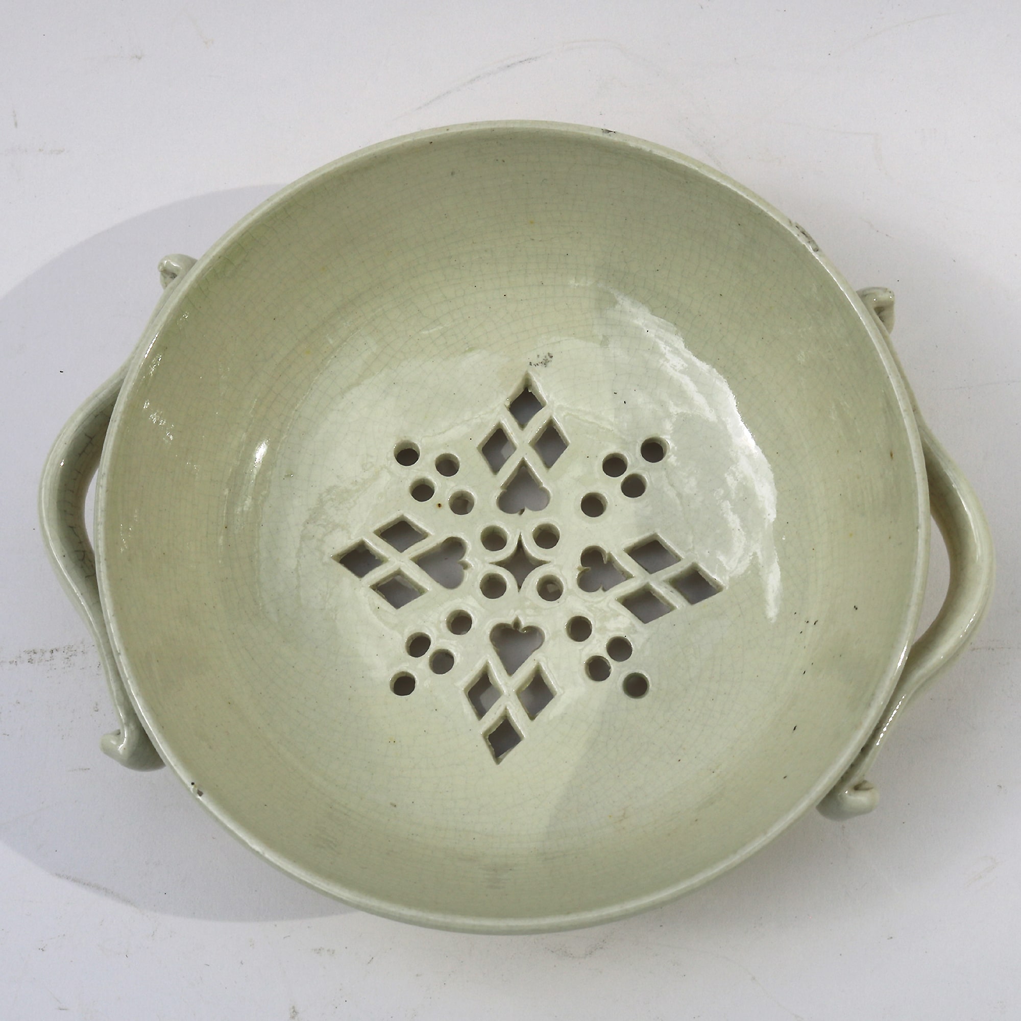 A rare large antique Georgian Creamware pottery Egg Strainer / Strainer C.18thC