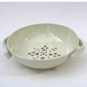 A rare large antique Georgian Creamware pottery Egg Strainer / Strainer C.18thC