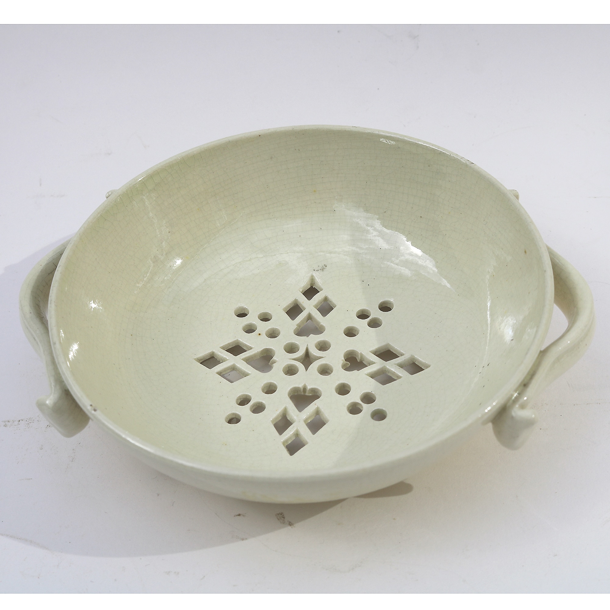 A rare large antique Georgian Creamware pottery Egg Strainer / Strainer C.18thC