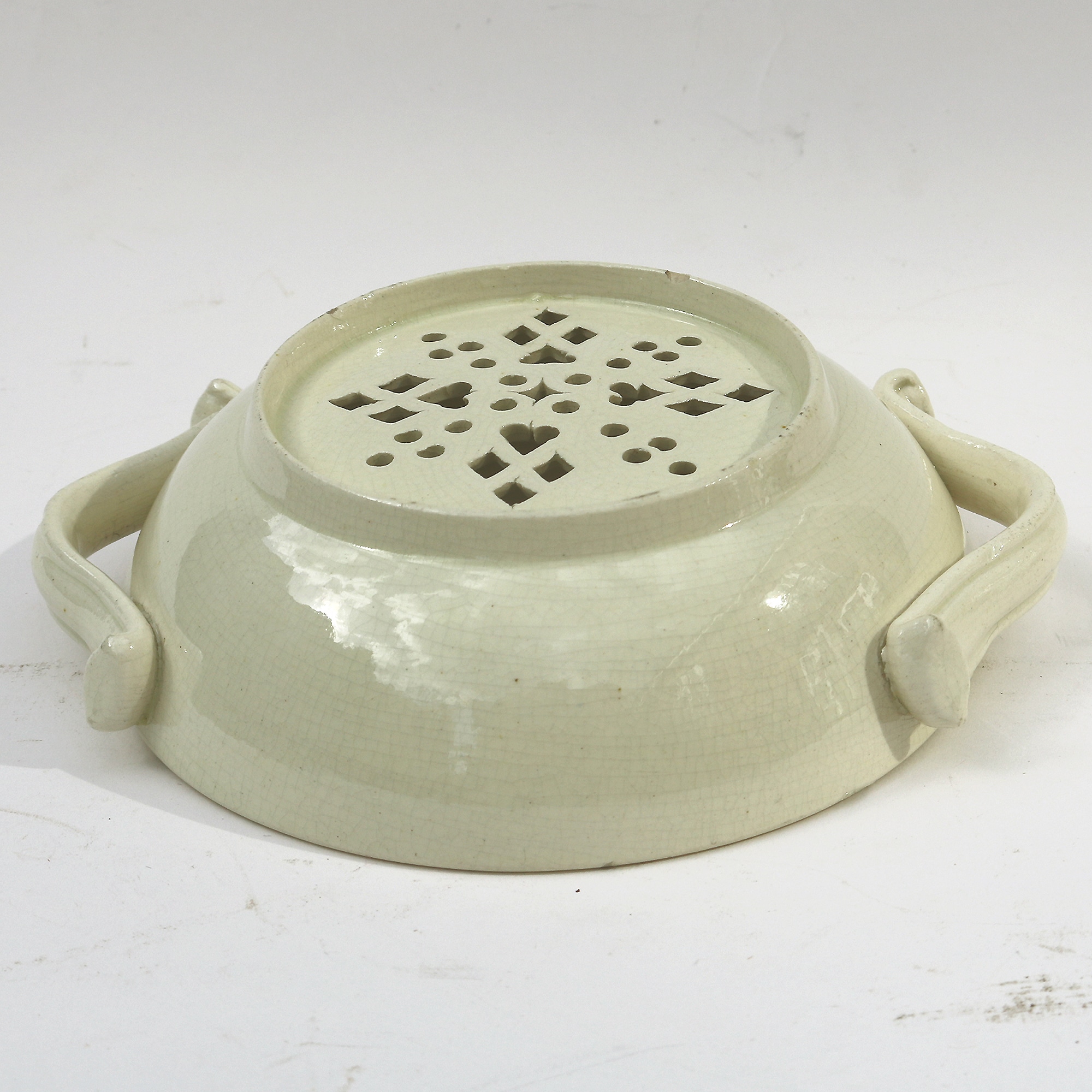 A rare large antique Georgian Creamware pottery Egg Strainer / Strainer C.18thC