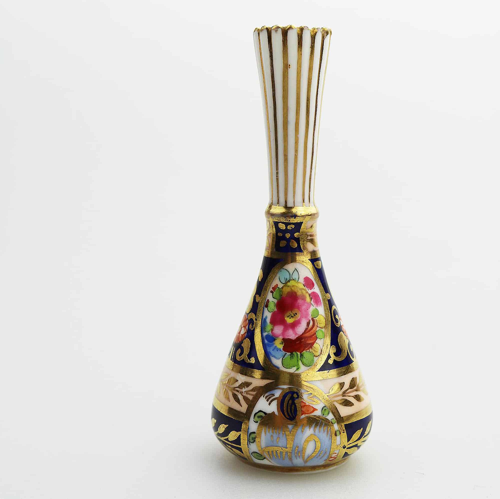 Antique English porcelain Crown Staffordshire hand painted Miniature Vase C.1900