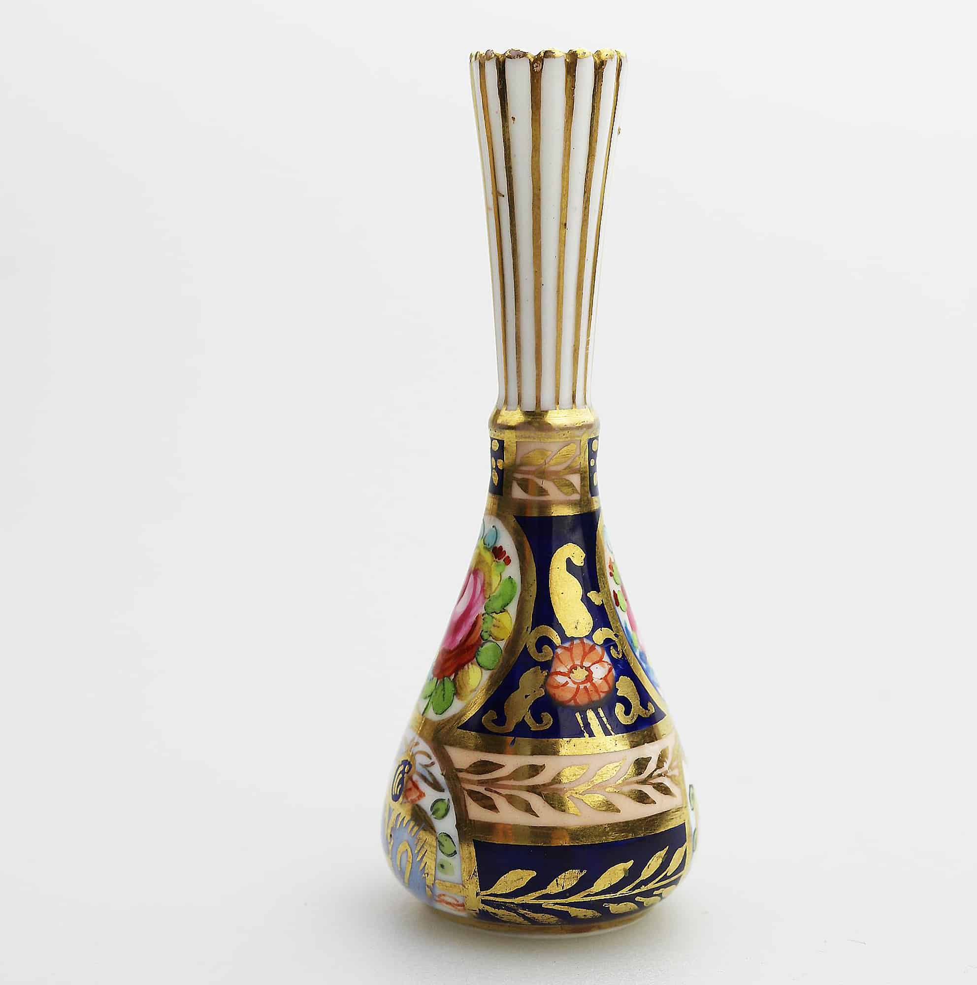 Antique English porcelain Crown Staffordshire hand painted Miniature Vase C.1900