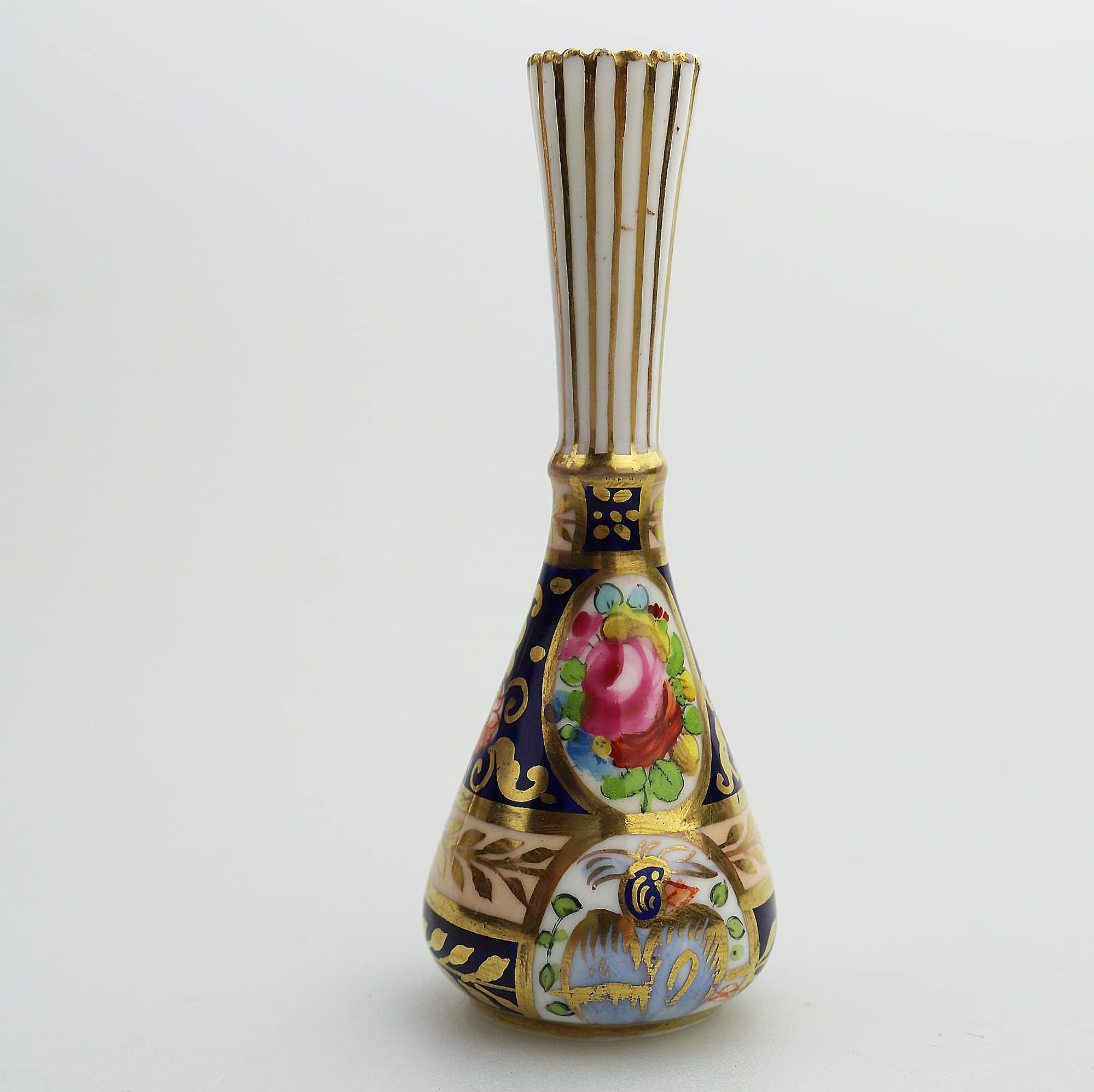 Antique English porcelain Crown Staffordshire hand painted Miniature Vase C.1900