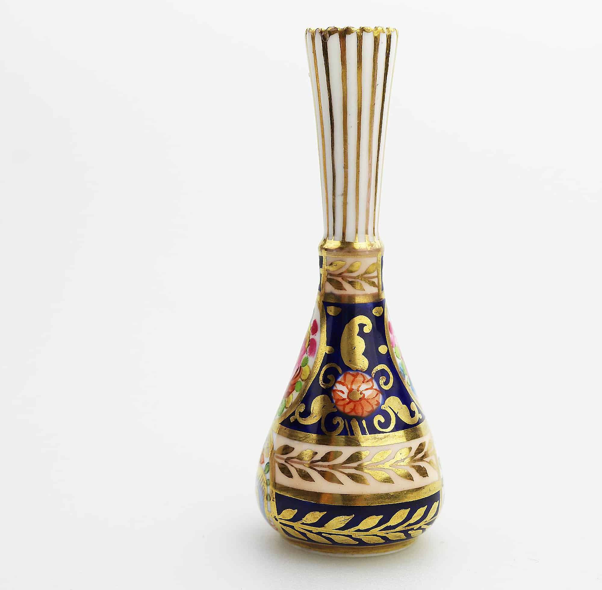 Antique English porcelain Crown Staffordshire hand painted Miniature Vase C.1900