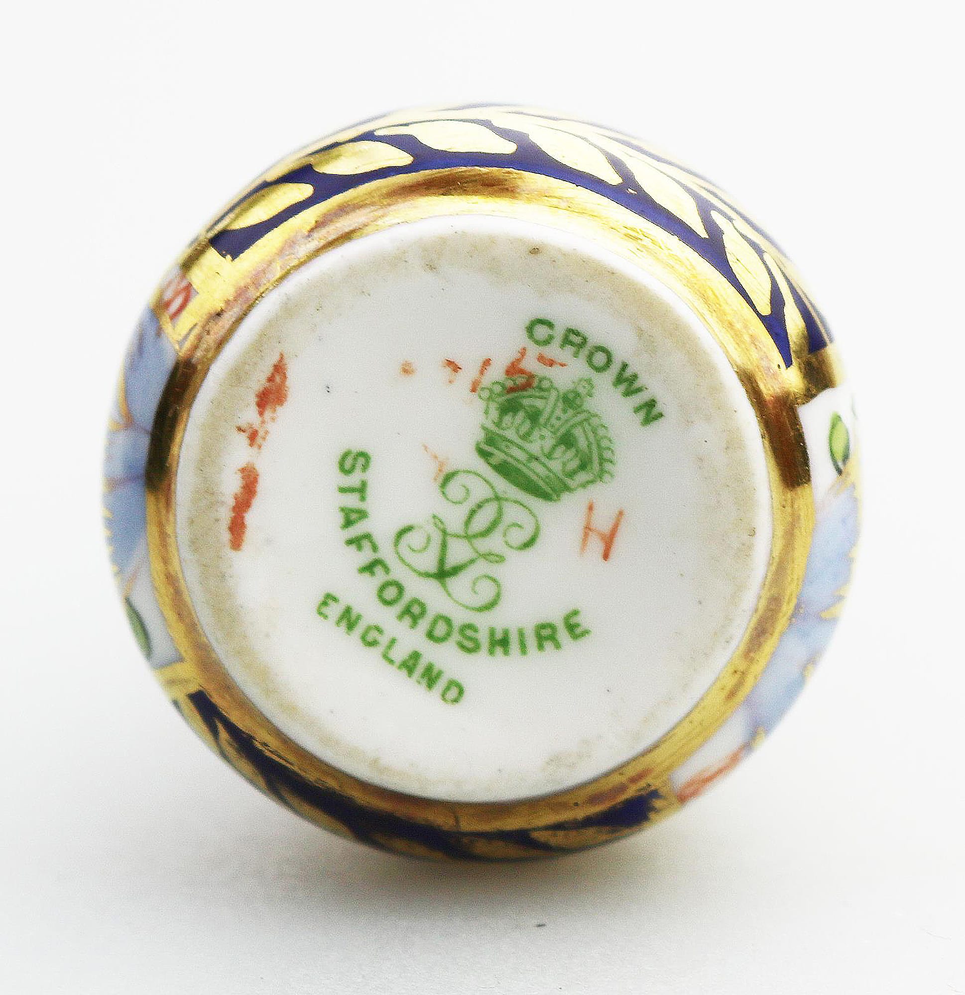 Antique English porcelain Crown Staffordshire hand painted Miniature Vase C.1900