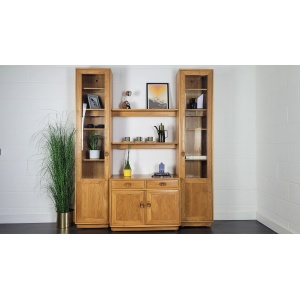 90s Ercol Windsor Tall Glazed Display Cabinet