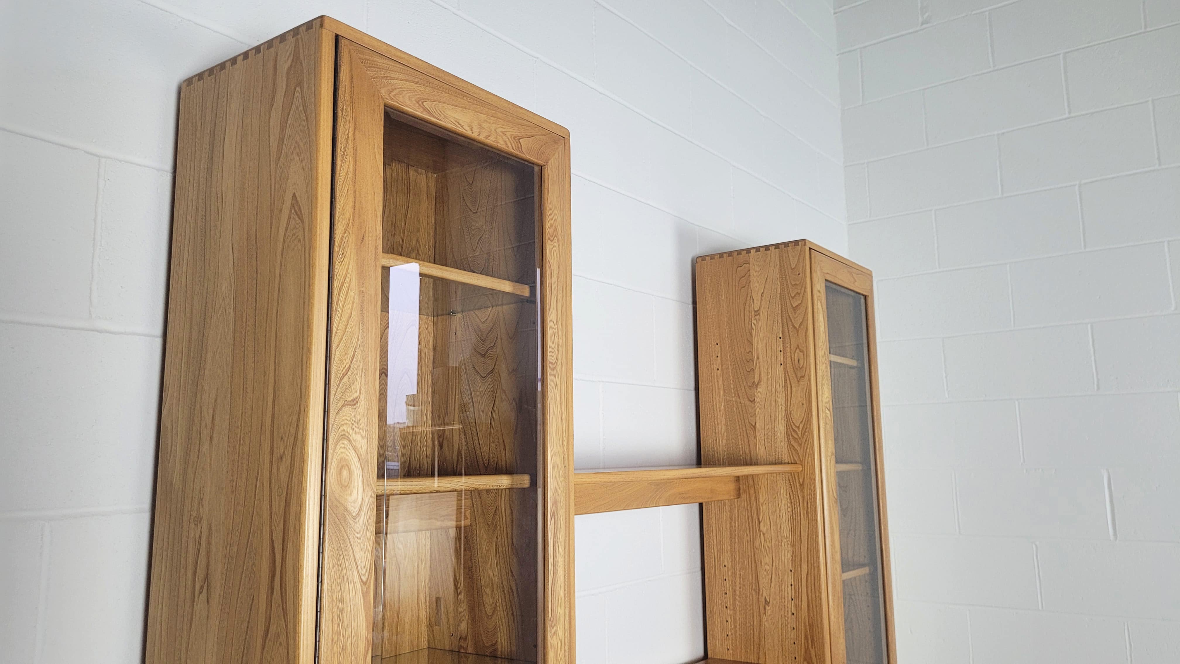90s Ercol Windsor Tall Glazed Display Cabinet